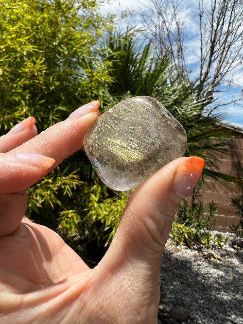 Garden Quartz with Golden Rutile Free Form
