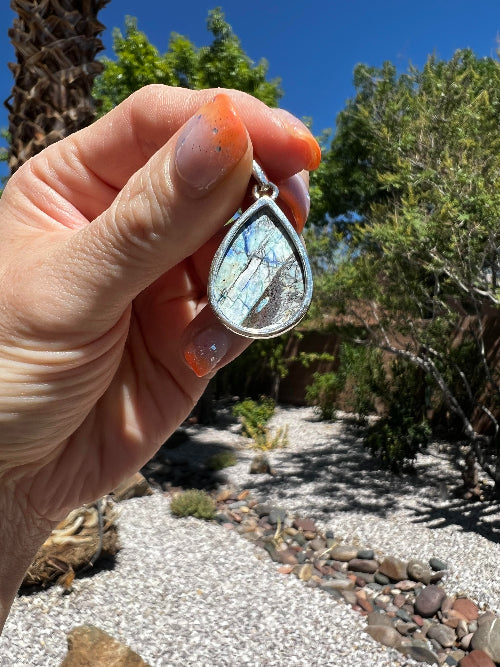 Azurite Teardrop Pendant (Set in a 925 sterling silver)