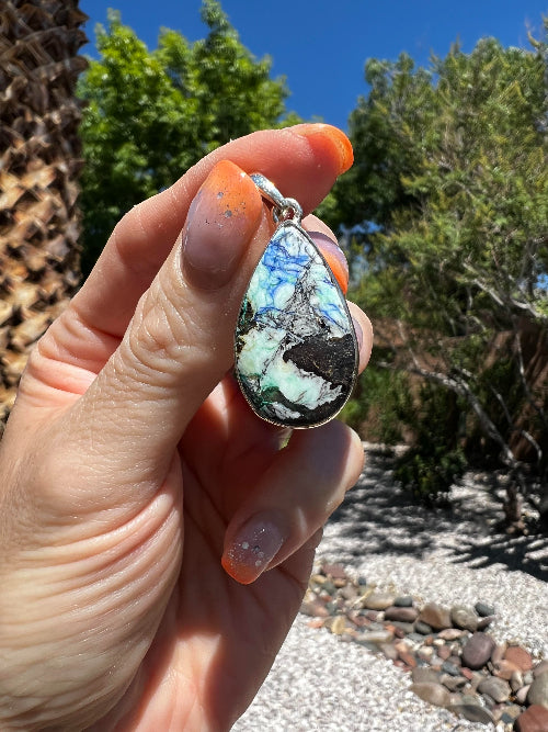 Azurite Teardrop Pendant (Set in a 925 sterling silver)