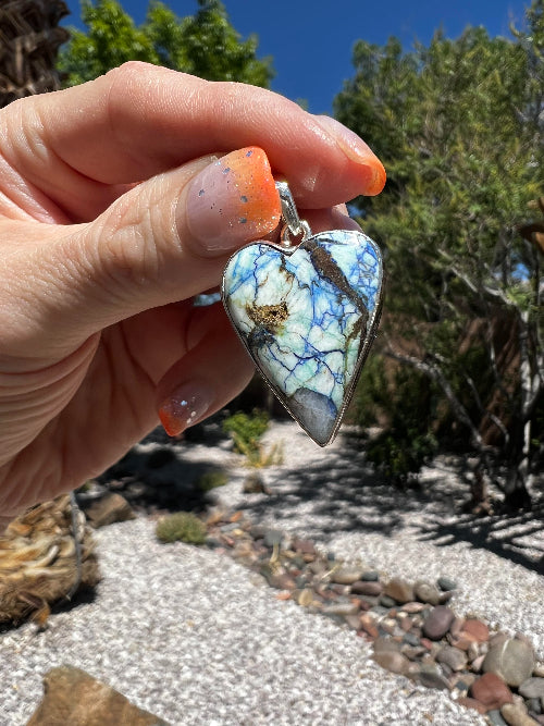 Azurite Heart Pendant (Set in a 925 sterling silver)