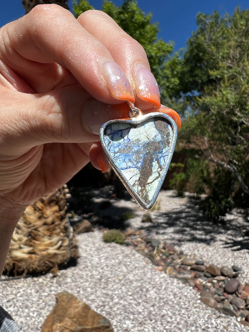 Azurite Heart Pendant (Set in a 925 sterling silver)