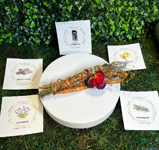 Black tourmaline, White Sage, Lavender, Rosemary and Palo Santo Bundle