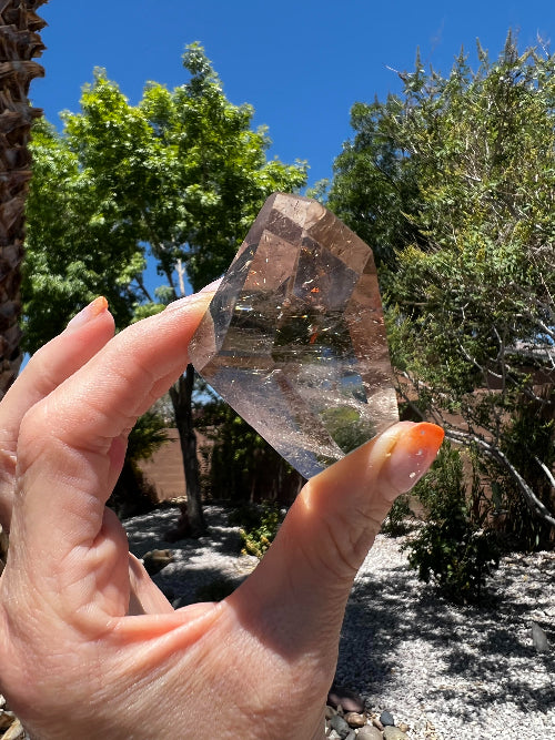 Faceted Smoky Quartz with Rutile Inclusions