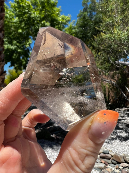 Faceted Smoky Quartz with Rutile Inclusions