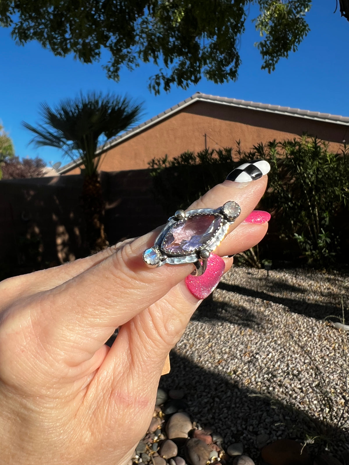 Amethyst and Moonstone Ring