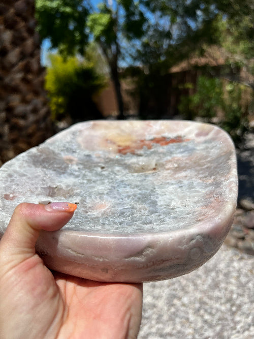 Pink Amethyst Carved Bowl