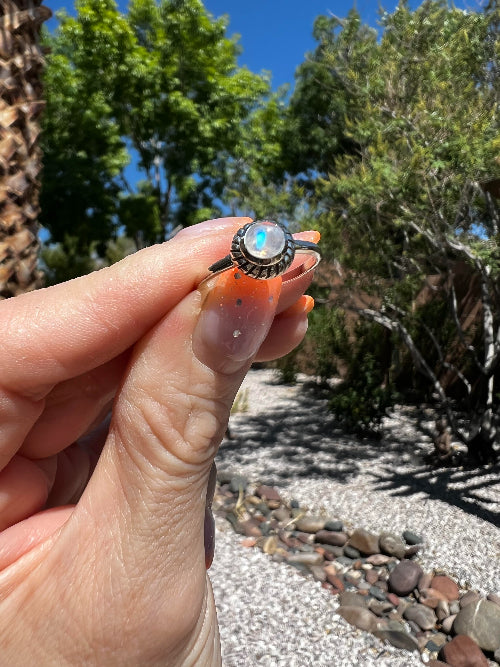 Rainbow Moonstone Ring