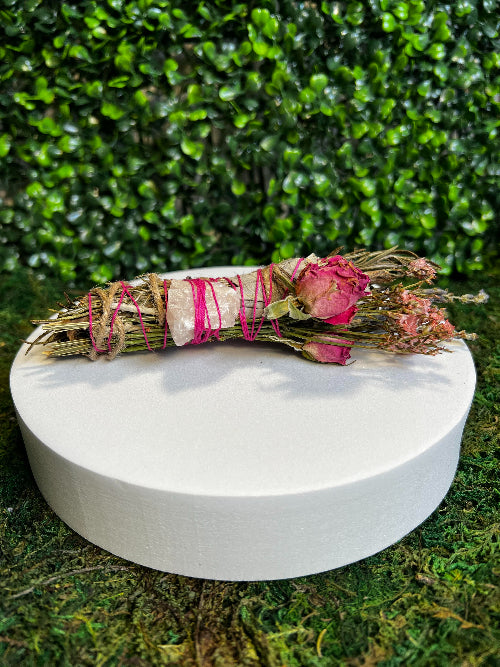 Rose Quartz, Rosemary, Lavender, and White Sage Bundle