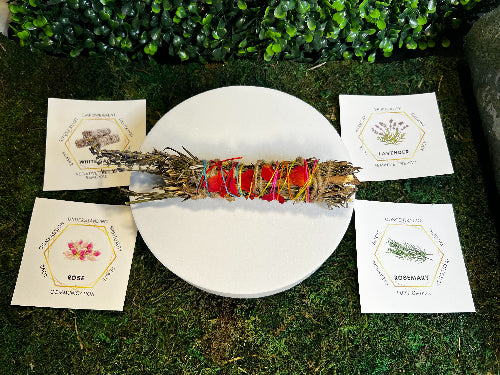 Rose, Lavender, White Sage and Rosemary Smudge Bundle