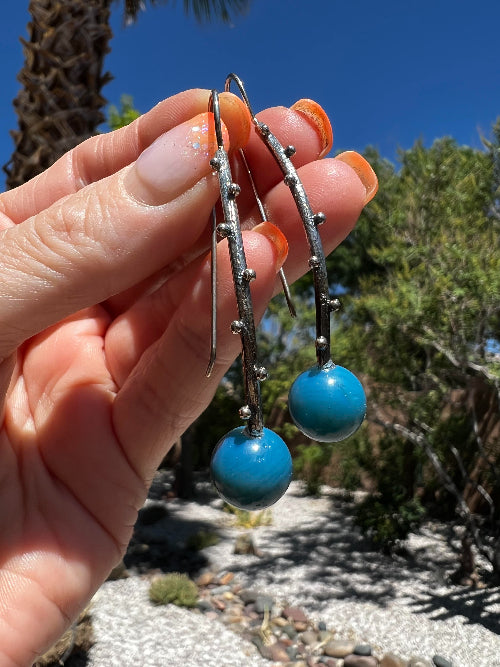 Swedish Blue Viking Style Earrings