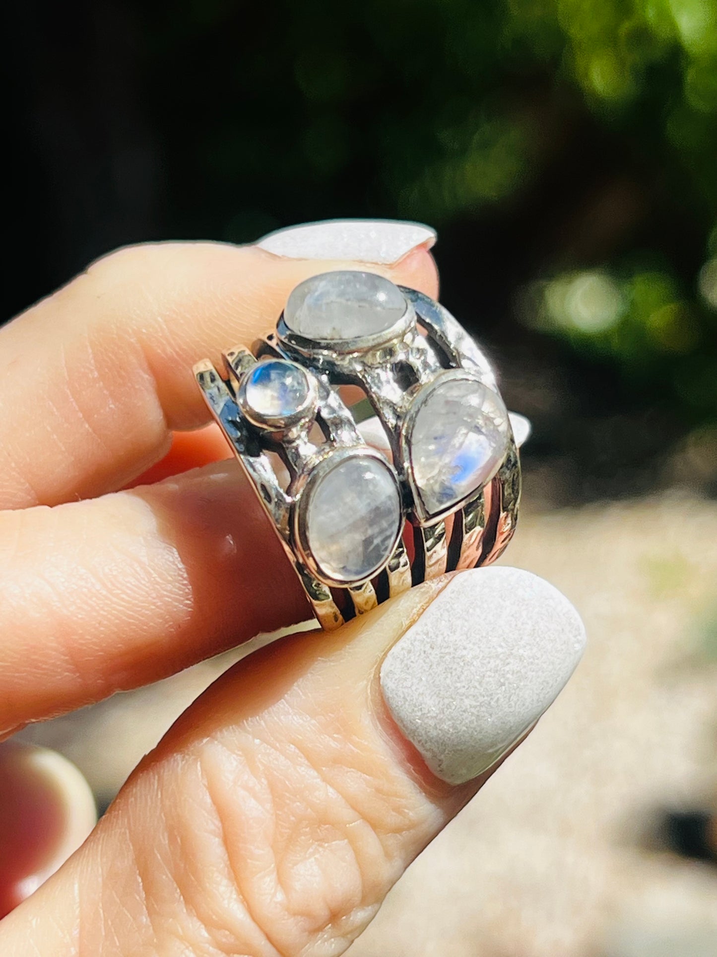 Rainbow Moonstone Ring