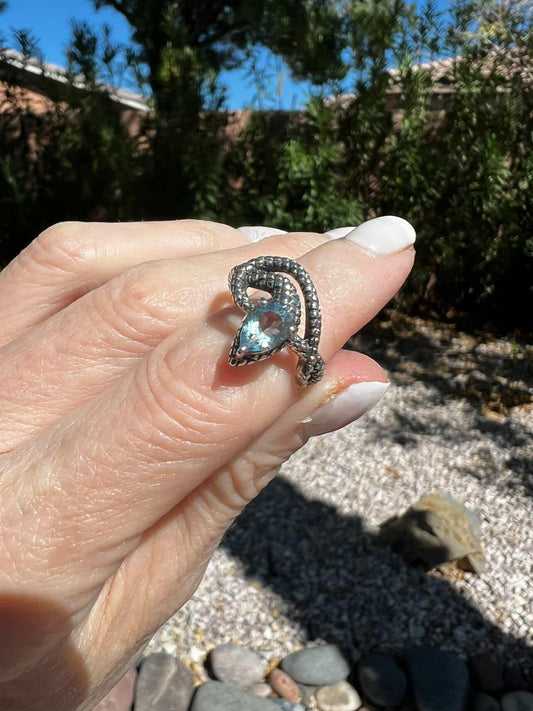 Blue Topaz Snake Ring