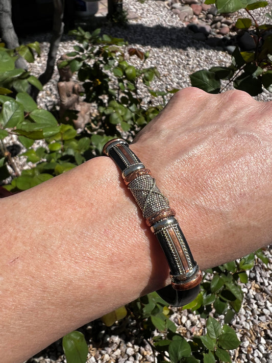 Copper Leather Bracelet Adjustable