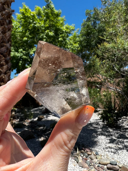 Faceted Smoky Quartz with Rutile Inclusions