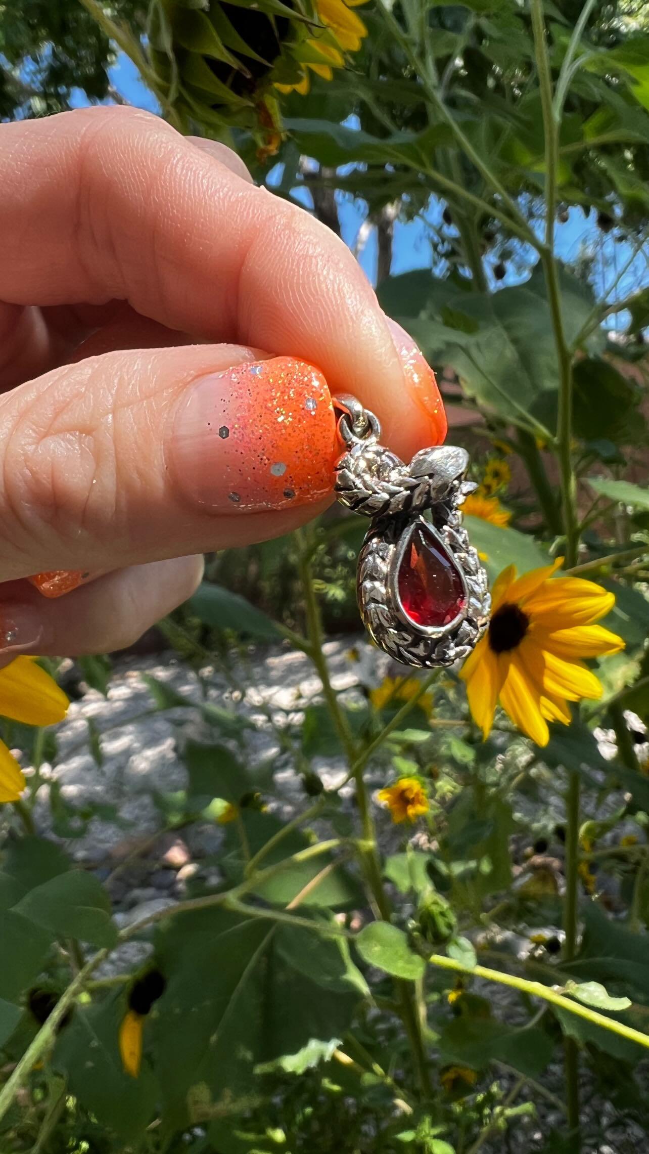 Garnet Snake Pendant