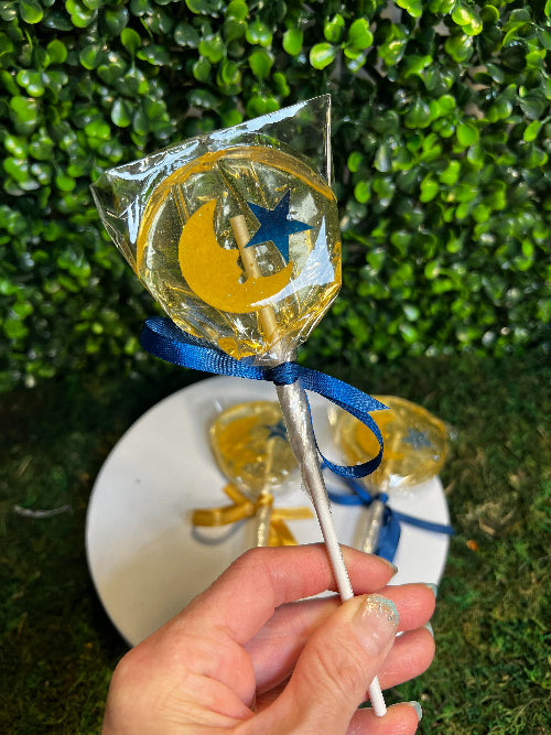 Gold Moon and Blue Star Lollipop - Marshmallow (1)