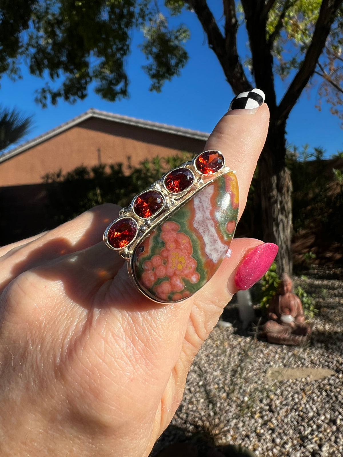 Ocean Jasper with Garnet Ring