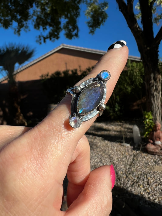 Labradorite and Moonstone Ring
