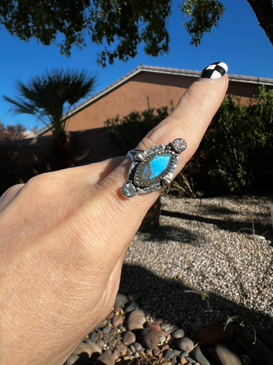 Labradorite and Topaz Ring