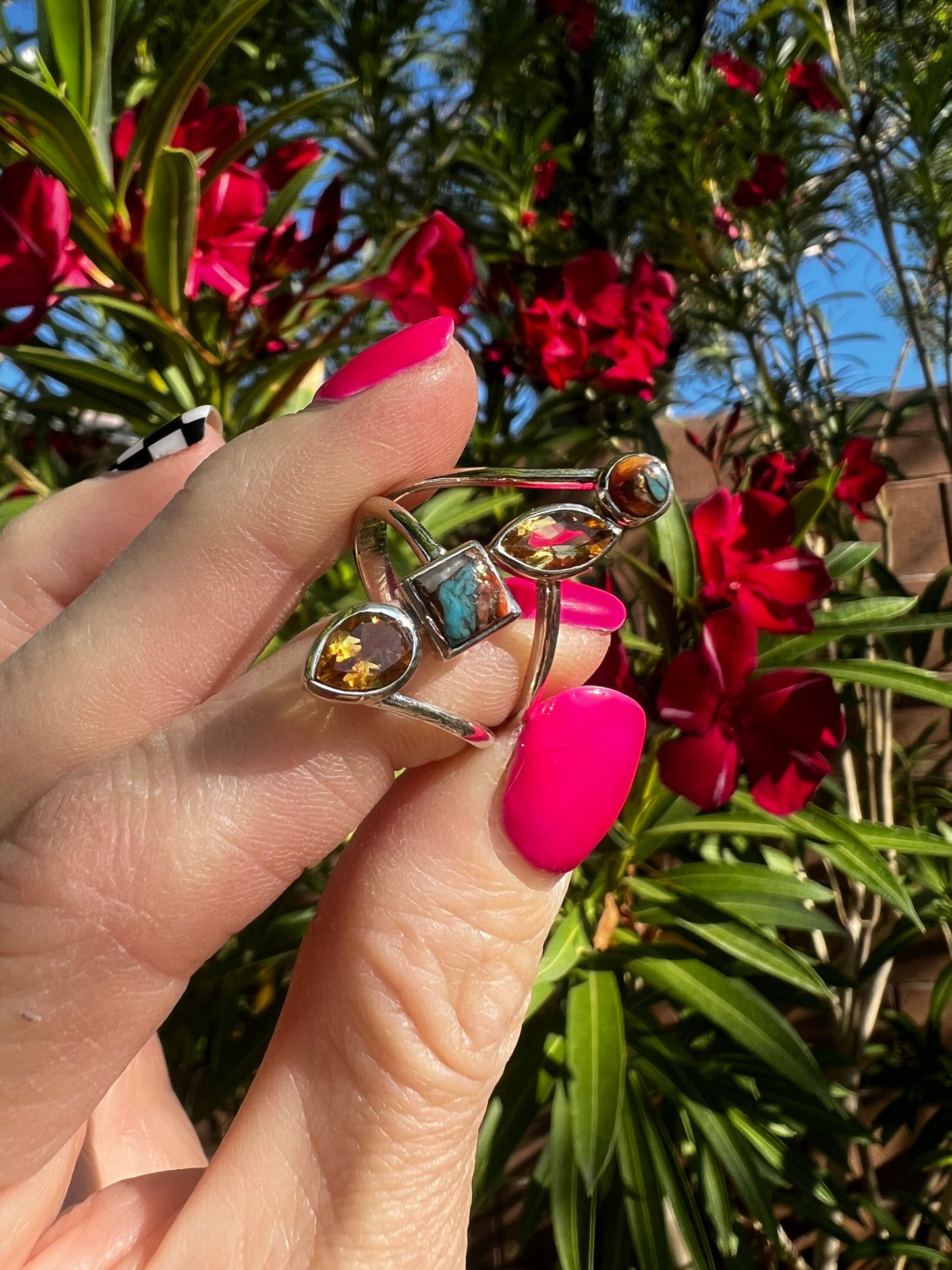 Spiny Oyster and Citrine Ring