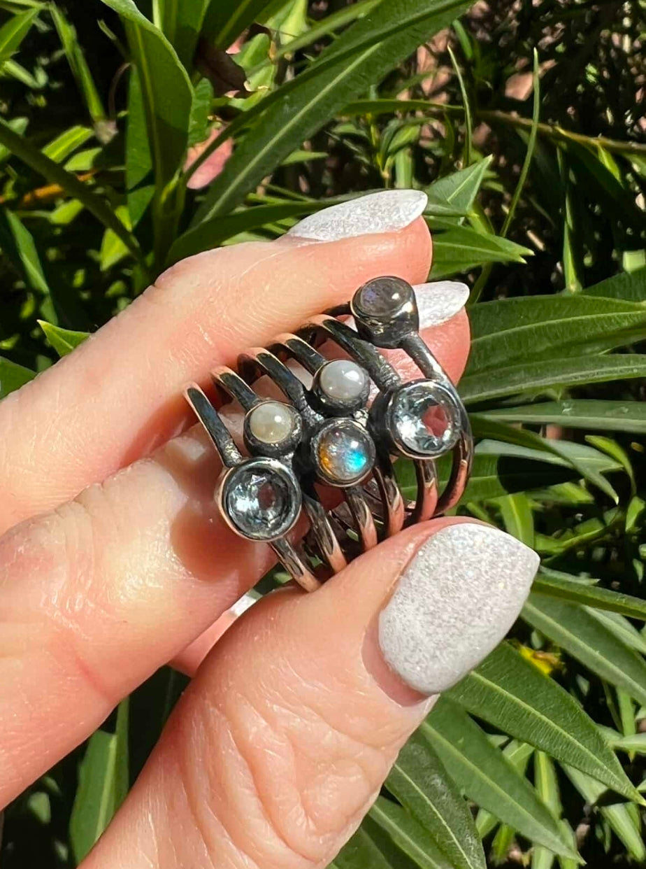 Clear Quartz and Moonstone Ring