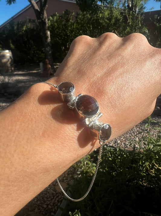 Smoky Quartz Bolo Style Bracelet