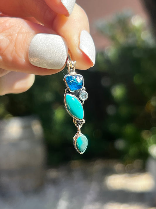 Sleeping Beauty Turquoise Aquamarine Pendant