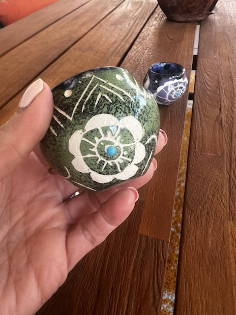 Turquoise Spiral Spirit Handmade Pottery (Green)