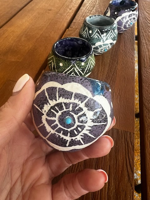 Turquoise Spiral Spirit Handmade Pottery (Purple)