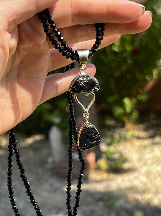 Shungite on Black Spinel Chain (18 inches)