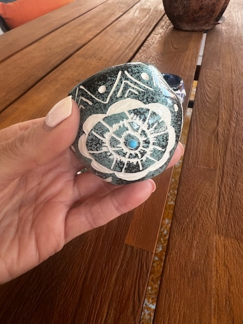 Turquoise Spiral Spirit Handmade Pottery (Teal)