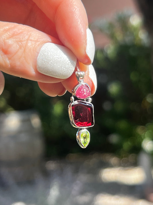 Ruby Herkimer Garnet Pendant