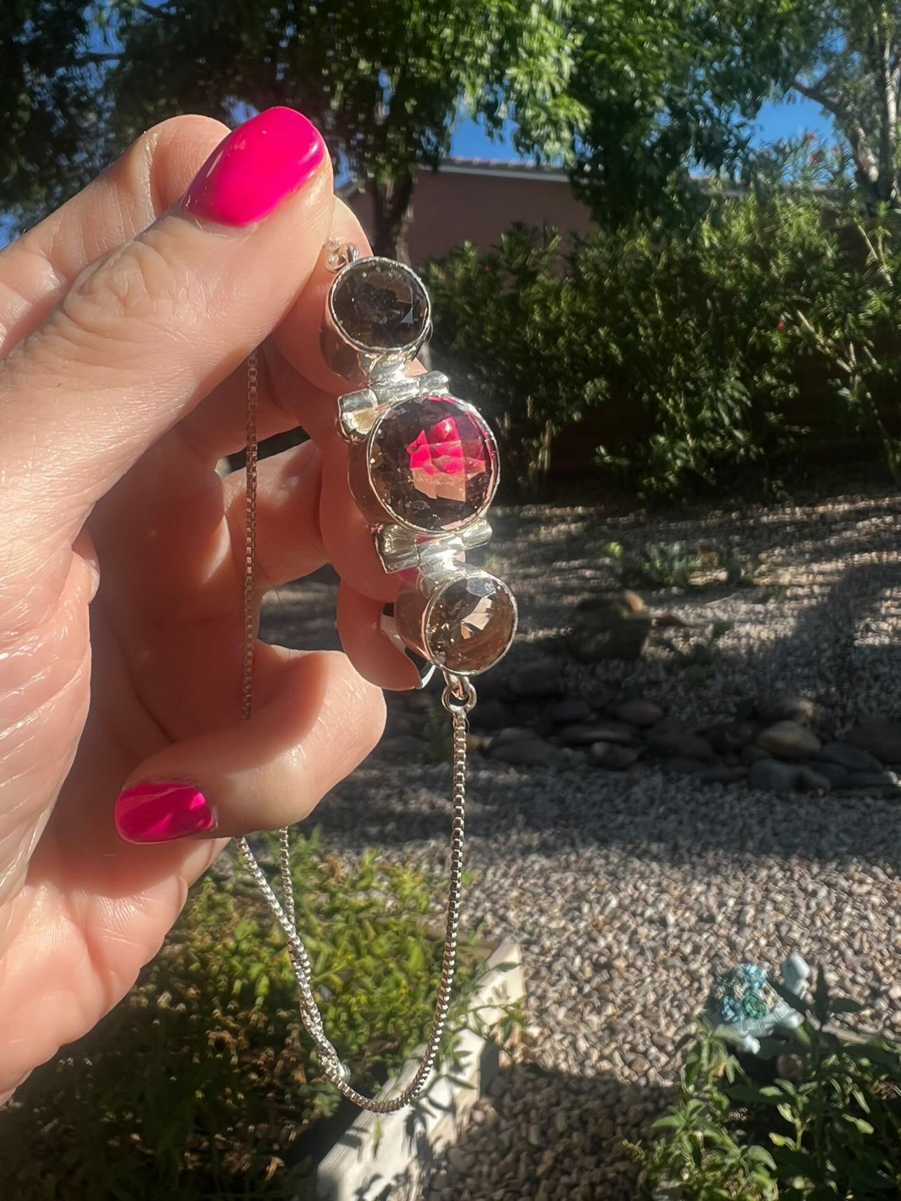 Smoky Quartz Bolo Style Bracelet