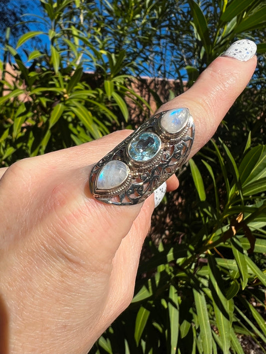 Moonstone and Topaz Ring