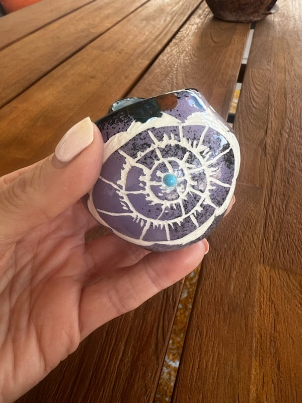 Turquoise Spiral Spirit Handmade Pottery (Purple)