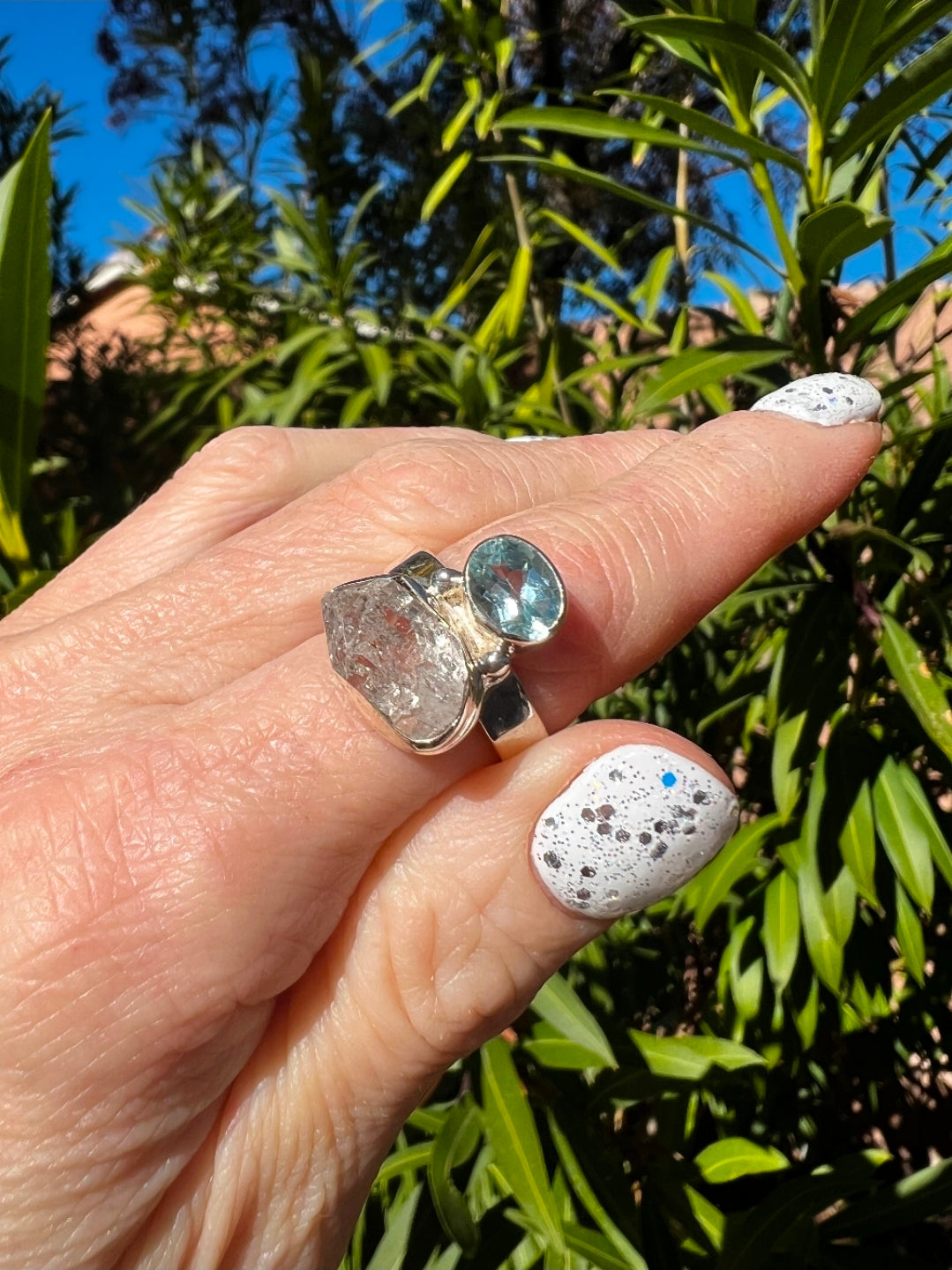 Herkimer and Topaz Ring