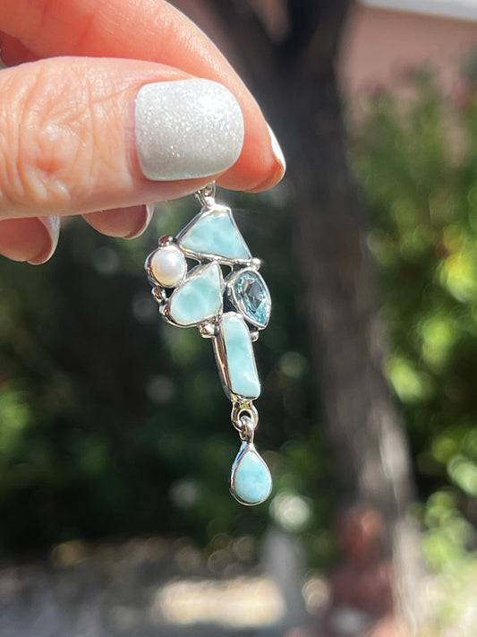 Larimar Pearl Topaz Pendant