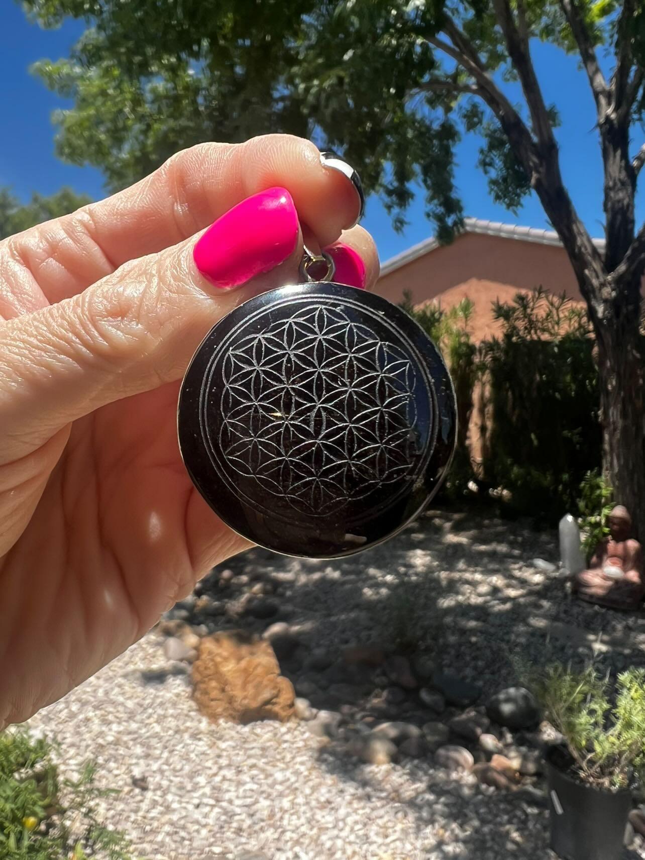 Golden Sheen Obsidian Flower of Life